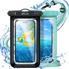 【新着商品】ストラップ付き 最大7.2インチ対応 Ultraなど S23 S24 IPX8ドライバッグ Galaxy Plus/Samsung Max Pro 12 2枚セット 13 14 15 16 iPhone (ブラック+グリーン) 防水ポーチ 防水ケー