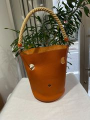 【極美品】HERMES エルメスマンジョワールMM トリヨンクレマンス ポティロン シルバー金具 I刻印□ オレンジ バケツ型 中古 ハンドバッグ ショルダーバッグ トートバッグ レディース 女性用 本革 レザー カーフ ブランド レア ギフト バック