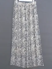 ◇ JEANASIS ジーナシス 総柄 プリーツ ワイド パンツ サイズF オフホワイト ブラック レディース  【1207040001700】