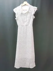 ◇ MAJESTIC LEGON バックウエストゴム 裏地あり 花柄 半袖 ロング ワンピース サイズM ホワイト系 レディース E 【1309040041479】