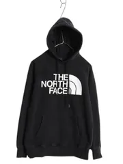 【お得なクーポン配布中!】 US企画 ノースフェイス プリント スウェット フード パーカー レディース S / アウトドア プルオーバー トレーナー 裏起毛 黒 モノトーン