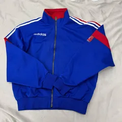 adidas  トラックジャケット　デサント　O ブルー　青　男女兼用　ユニセックス　3本ライン　ジャージ　長袖　90s
