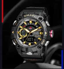 新品　SMAEL メンズ　ダブルフェイス　LED デジタル　スポーツ　腕時計　ブラック
