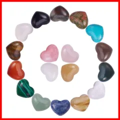 【数量限定】PandaHall 約18個/セット 天然石 多種多様 パワーストーン ミックス ハート 合成石 カボション マクラメ編み アクセサリーパーツ デコ素材 カラフル チャーム ペンダント レジン封入 心形 DIY手作り ジュエリー用 ハンドメイド イ