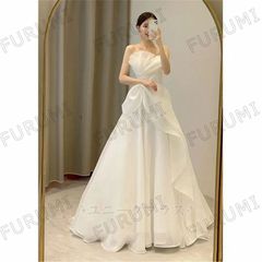 【全新品】花嫁 ドレス ウエディングドレス 前撮りドレス ウェディングドレス 二次会ドレスオフショルダー オフショル 前撮り ドレス 花嫁 