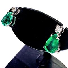 エメラルド 0.67×2ct ダイヤモンド ピアス K18WGホワイトゴールド 18金  1.1g レディース 【中古】【真子質店】【NN】