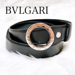 ブルガリ　B-Zero1 サークルロゴ　グレインレザーベルト　 黒　ブラック BVLGARI（ブルガリ） ビーゼロワン ベルト ブラック レザー メンズ