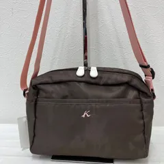 5245　Kitamura　キタムラ　ショルダーバッグ　斜めがけ　 ナイロン　軽量　ブラウン×ピンク系　茶系　Kロゴ　 レディース