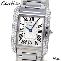 【ダイヤベゼル】カルティエ タンクアングレーズ SM 美品 レディース Cartier 時計 腕時計 中古【送料無料】