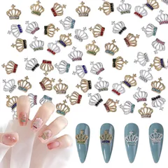 新品 ネイルパーツ 王冠 30個セット 可愛い 3D 立体 王冠 ネイルパーツ シルバー ゴールド キラキラ 大きめ クラウン ネイルパーツ ストーン ネイルアート ジュエリーパーツ レジン封入 デコパーツ ランダム色 (金+銀)