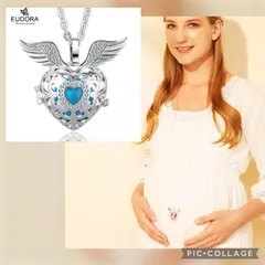 ハーモニーボールペンダント☆羽ハート(チェーン120cm)