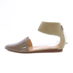 ファビオルスコーニ FABIO RUSCONI VER フラットパンプス ポインテッドトゥ エナメル スエード 39 26cm ベージュ S-3387 /BM ■SH ■OF