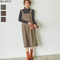 Re:EDIT  バックスリットチェック柄ワンピース