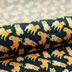 moonfarm ちりめん 和柄 手芸 ちりめん細工 用 布( 柴犬ネイビー,  1m)のサムネイル