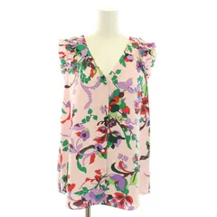 ケイトスペード KATE SPADE ブラウス カットソー Vネック ノースリーブ 花柄 フリル XS ピンク NJMUB456 /DK ■GY30 ■PN