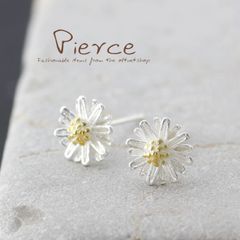 ピアス レディース 花 フラワー 小さい 小さめ 大人 可愛い 白デイジー 花言葉 無邪気 / シルバー プラチナ仕上げ SV925