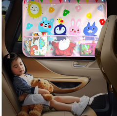【安さ挑戦】【匿名配送】車用キッズサンシェード 紫外線対策 日焼け止めネットポケット収納付き ベビー断熱 サイドカーテン 収納 ポケット キッズ 子供 子ども  暑さ対策   お出かけ 車中泊 室内 ベビー 赤ちゃん 脱着簡単 小物入れ