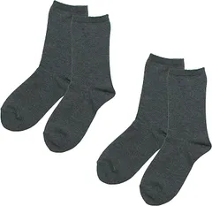 Chica Hurra レディースソックス 靴下 23-25cm 同色 2足セット 日本製クルーソックス( チャコールグレー)