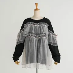 夢展望公式 [新品未使用] チュールフリルリボンチュニックロンＴ [ブラック×グレージュ] 他カラー別ページ有 dearmyloverose カットソートップス カットソートップス・Ｔシャツ（長袖） 534750-03