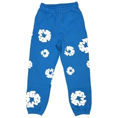 デニムティアーズ フラワープリント スウェットパンツ スカイブルー