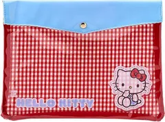 ハローキティ　キティ　クリアフラットケース　A５サイズ　チェック柄　中身が見える