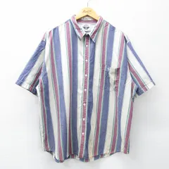 XL/古着 ドッカーズ 半袖 シャツ メンズ 90s ワンポイントロゴ 大きいサイズ コットン 紺他 ネイビー ストライプ 25may15 中古 トップス