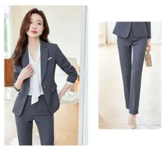 ☆ グレー ☆ XL ☆ ビジネススーツ パンツスーツ セットアップ レディース レディース スーツ セットアップ ビジネス フォーマルスーツ パンツスーツ 上下セット レディーススーツ ビジネススーツ セレモニースーツ 長袖 無地 リクルート 通勤 ビジカジ