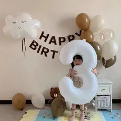 お値引き価格 ★  レトロ カラー 風船 & 超巨大 ナンバーバルーン 100cm　 お誕生日 記念日飾り　バースデイ　デコレーションバルーンセット