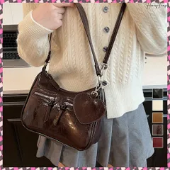 送料無料 レトロショルダーバッグ ハートチャーム付 レディース 斜め掛け鞄 PUレザー肩掛けカバン 大人可愛いミニ鞄 韓国風 カジュアル ハンドバッグ 多収納 ストリート鞄 2wayおしゃれ鞄 合皮バッグ手提げ鞄 無地フェイクレザー