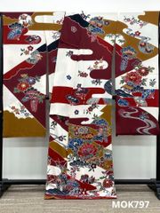振袖 仮絵羽 舞台衣装 滝泰 金駒 金彩 正絹 未仕立て品 八掛付 MOK835 