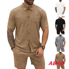 【新商品が大人気です！】セットアップ 上下セットメンズ 夏 開襟シャツ トップス ポロシャツ  短パン 5分丈 夏服 ショートパンツ ハーフパンツ カジュアル 大きいサイズ 父の日 プレゼント ギフト