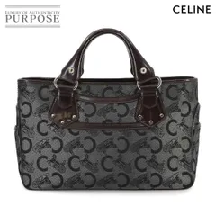 美品 セリーヌ CELINE Cサルキー ブギーバッグ ハンド バッグ キャンバス レザー ブラウン ブラック シルバー 金具 90277015のサムネイル