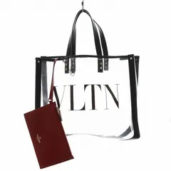 ヴァレンティノ ガラヴァーニ VALENTINO GARAVANI トートバッグ ハンドバッグ ロゴ ロックスタッズ レザー ビニール クリア 赤 レッド 黒 ブラック /AN1 ●Dのサムネイル