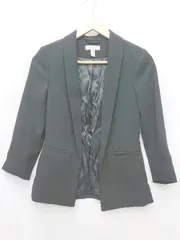 ◇ Θ H&M エイチアンドエム シンプル 無地 七分袖 ジャケット EUR 32P UK 4P CN 150/76A ブラック レディース P  【1409090021664】
