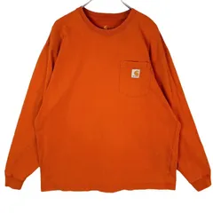 カーハートCarhartt長袖ＴシャツロンT胸ポケットロゴタグワンポイントオレンジoriginalfitオリジナルフィットvintageヴィンテージ40624