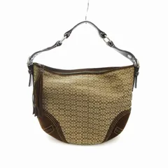 コーチ COACH ミニシグネチャー 2158 ハンドバッグ ワンハンドル キャンバス タッセル 茶 ブラウン /UO ■GY18