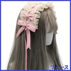 Sitengle ヘッドドレス ロリータ 髪飾り ゴスロリ ヘアアクセサリー カチューシャ レース リボン 蝶結び かわいい キュート メイドカフェ lolita 多色選択 (ベージュ+ピンク)