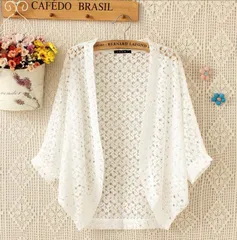 カーディガン ボレロ レディース 春 夏 半袖 ドルマンスリーブ 総レース 透かし編み 花柄 透け感 紫外線対策 UV防止 可愛い おしゃれ