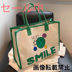 韓国輸入品　大容量厚手帆布　トートバッグ　Smile（スマイル） ins風大人気