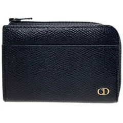 クリスチャン ディオール コインケース ヴィンテージ L字ファスナー コインパース レザー 革 ブラック 黒 Christian Dior CDロゴ オールド クラシック キーリング付き ミニ小銭入れ キーホルダー 美品 C.Dior 【中古】