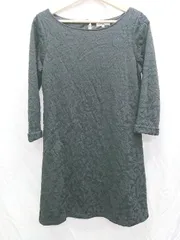 ◇ NATURAL BEAUTY BASIC ジャガード 長袖 ミニ丈 ワンピース サイズM ブラック レディース P  【1407260013396】