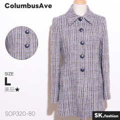 ColumbusAve コロンブスアベニュー ツイード　コート　　ウール 美品 【SOP320-80】