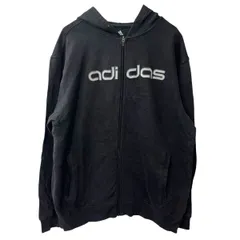 adidas ロゴスウェット パーカー L ブラック アディダス フーディー ジップアップ フロントロゴ カットソー 古着卸 アメリカ仕入 a709-5851