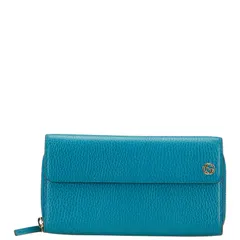 グッチ インターロッキングG 449397 ターコイズブルー レザー レディース GUCCI【1-0229117】