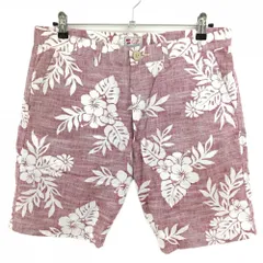 エドウィン ハーフパンツ レッド×白 ハイビスカス柄 メンズ L ゴルフウェア EDWIN GOLF