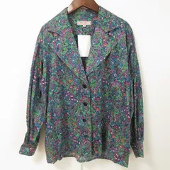 #anc イヴサンローラン Yves Saint Laurent chemisiers ジャケット M 青緑 緑 紫 ペイズリー柄 花柄 ヴィンテージ レディース [951997]のサムネイル