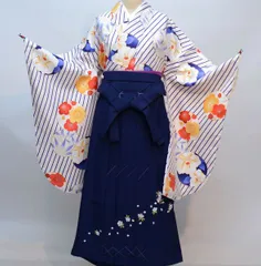 光白地に濃青と空色の花火 麻綿浴衣 美品 bonheur saisons-