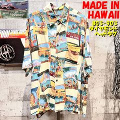 80'S-90'S ハワイ製 レインスプーナー ダイヤモンドヘッドタグ レーヨン アロハシャツ M REYN SPOONER ヴィンテージ