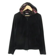 レストローズ L'EST ROSE ジャケット パーカー ミドル丈 ダブルジップ 無地 M 黒 ブラック /YK22のサムネイル