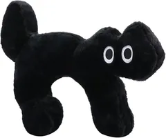 SESHIS 猫 抱き枕 ぬいぐるみ クッション ネックピロー ギフト だきまくら ねこ(ブラック)のサムネイル